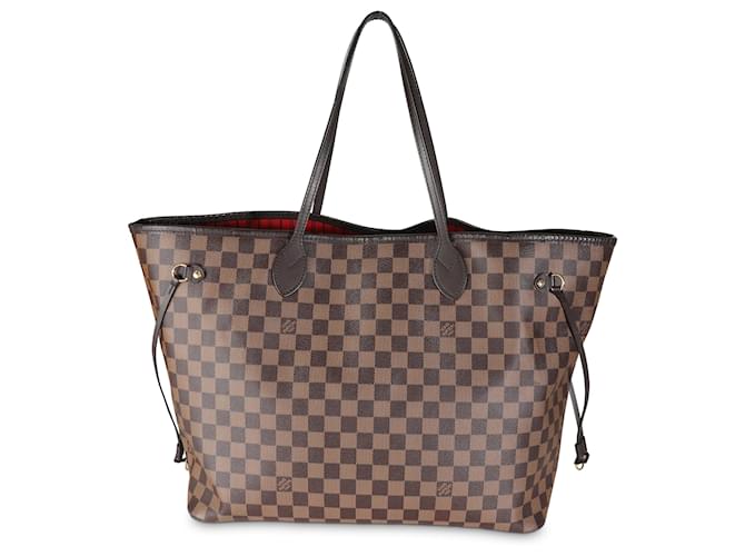 Louis Vuitton Damier Ebene Canvas Neverfull GM Brown Cloth  ref.1356797