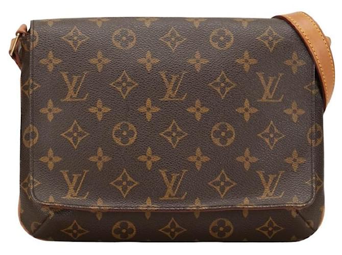 Bolsa de ombro curta Louis Vuitton Monogram Musette Tango M51257 em couro PVC marrom em muito bom estado Plástico  ref.1356848