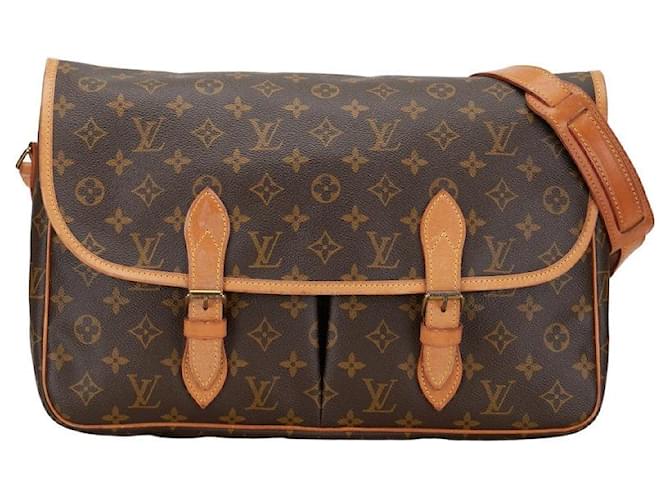 Louis Vuitton Monogram Gibeciere GM Shoulder Bag M42249 Brown PVC Leather in Very Good Condition Plastic  ref.1356850