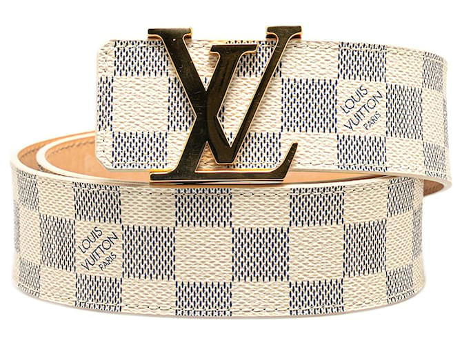 Louis Vuitton Cinto Damier Azur Initiales Branco Lona  ref.1356912