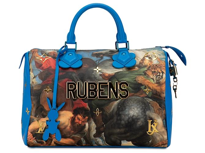 Collezione Louis Vuitton Masters Blu x Jeff Koons Rubens Speedy 30 Pelle Tela Vitello simile a un vitello Panno  ref.1356954