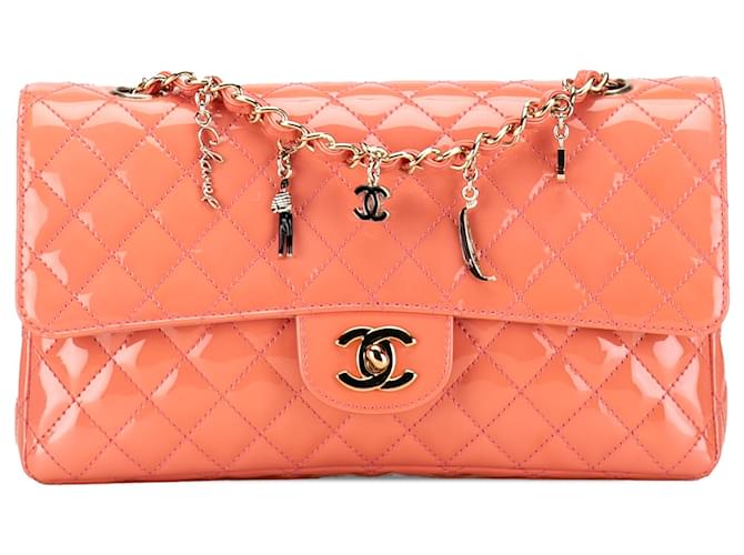 Chanel Pink Limited Edition Ginza 5th Anniversary Medium Classic Patent Lucky Charms Single Flap Leather Patent leather  ref.1356975