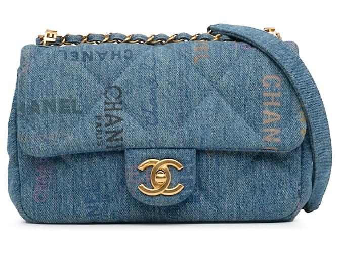 Chanel Blue Mini Rectangular Denim Mood Flap Cloth  ref.1356979