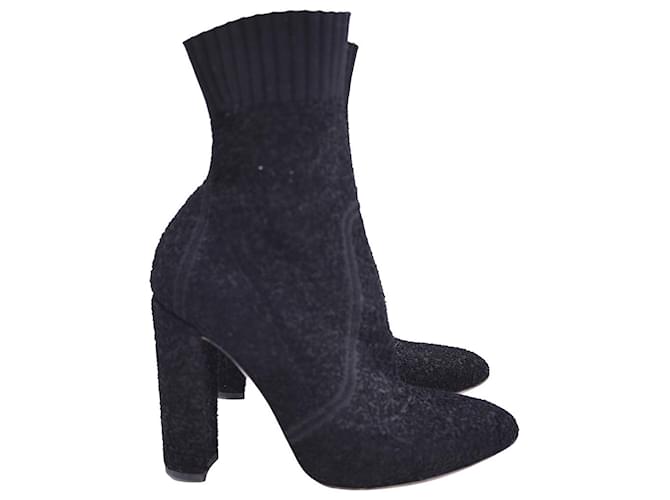 Gianvito Rossi Knit Ankle Boots in Black Wool  ref.1357031
