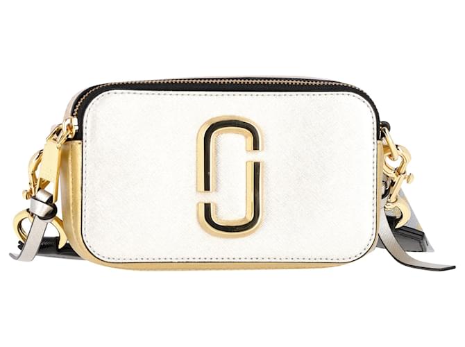 Marc Jacobs Small Snapshot Camera Bag in Silver and Gold Leather Silvery Metallic  ref.1357034