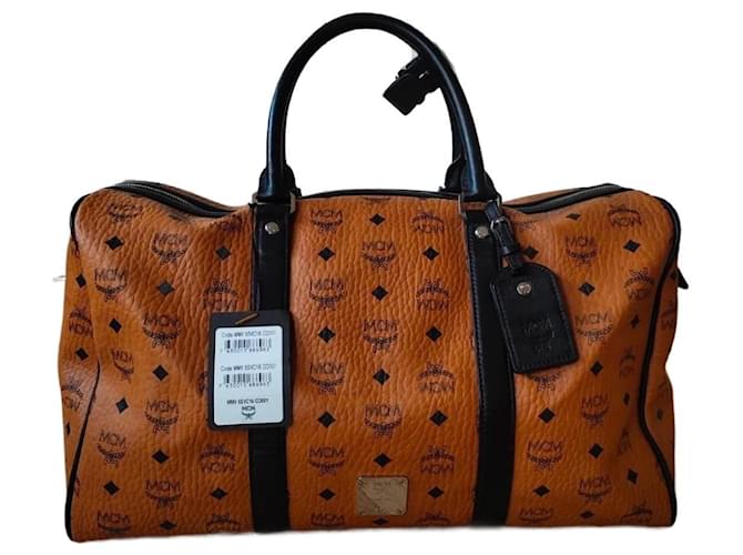 MCM Visetos travel bag Cognac Leather  ref.1357049