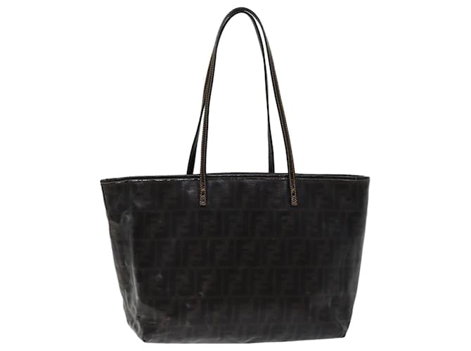 FENDI Zucca Borsa tote in tela Tela rivestita Marrone Auth 72588  ref.1357098