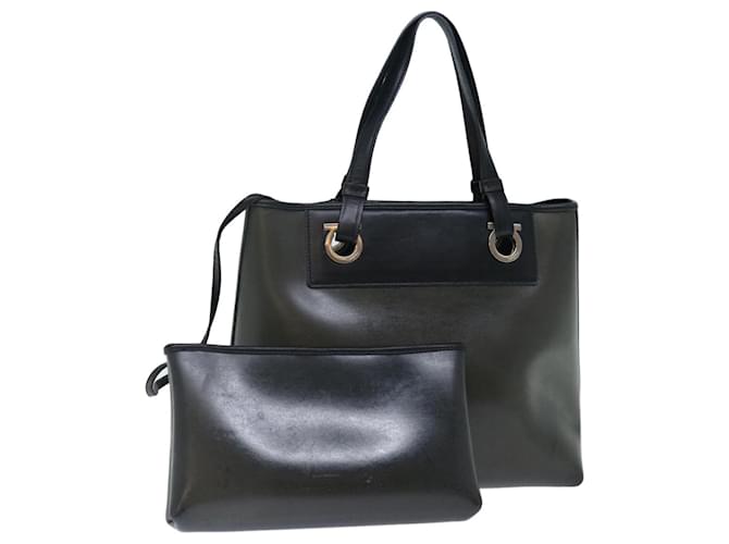 Salvatore Ferragamo Hand Bag Leather Black Auth 71582  ref.1357139