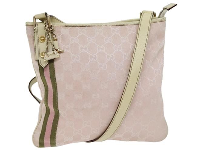 GUCCI GG Canvas Sherry Line Shoulder Bag Pink Khaki 144388 auth 72593 Cloth  ref.1357141