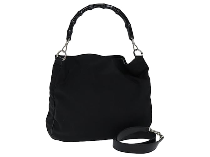 Borsa a tracolla in bambù GUCCI Nylon 2modo nero 001 1577 1781 auth 71530  ref.1357202