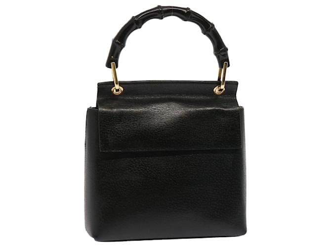 GUCCI bolsa de mão bambu couro preta 001 1014 1888 0 Autenticação13845 Preto  ref.1357222