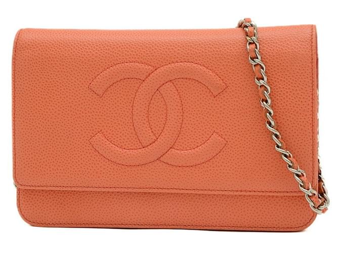 Chanel CC Orange Leather  ref.1357639