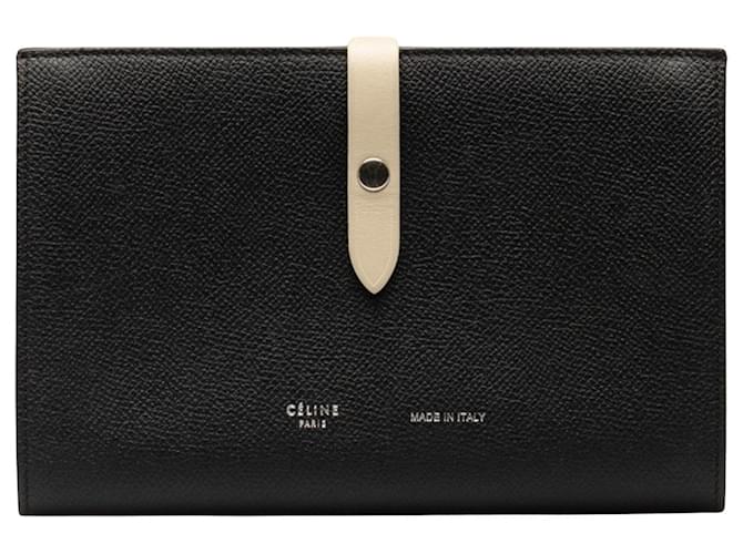 Céline Medium strap wallet Black Leather  ref.1358401