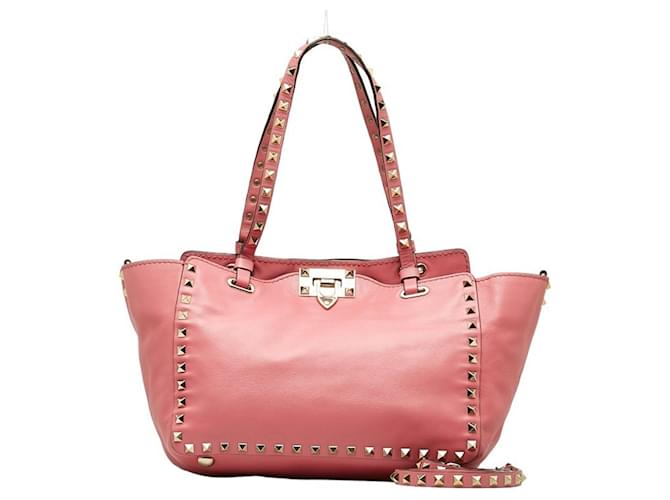 Valentino Garavani Rockstud Rosa Cuero  ref.1358870