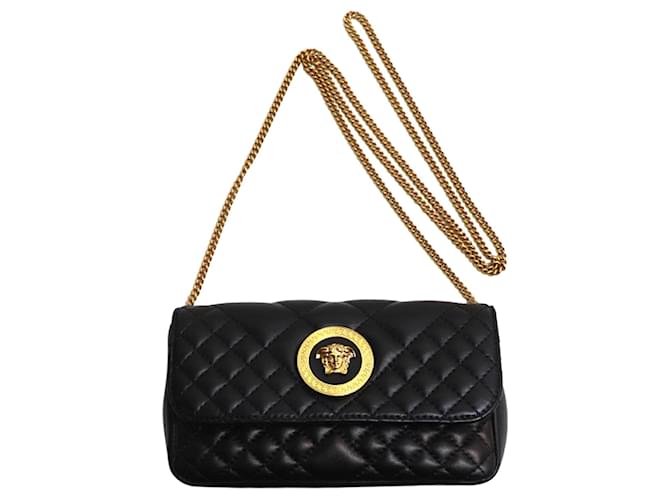 Versace medusa Preto Couro  ref.1358876