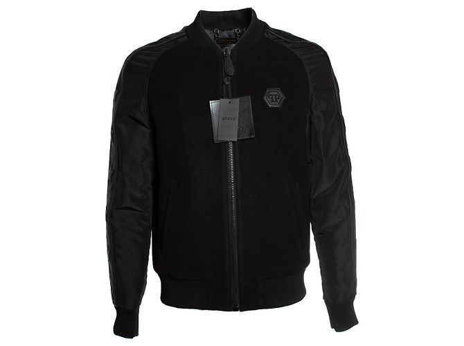 Philipp Plein, Bomberjacke aus Wollfleece Schwarz