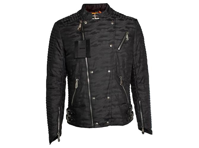 Philipp Plein, chaqueta motera acolchada Gris Poliéster  ref.1359203