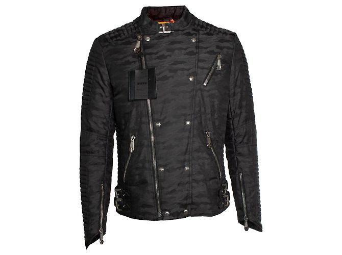 Philipp Plein, gesteppte Bikerjacke Grau
