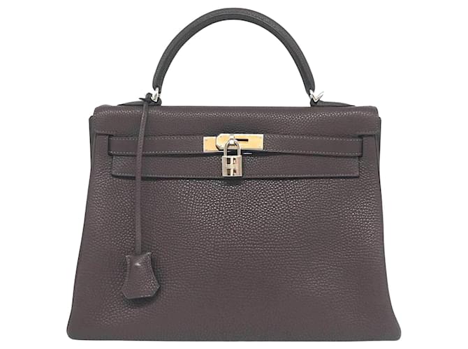 Hermès Hermes Kelly 32 Castaño Cuero  ref.1359220