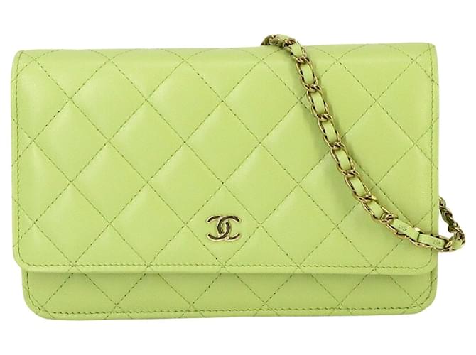 Chanel Wallet on Chain Green Leather  ref.1359228