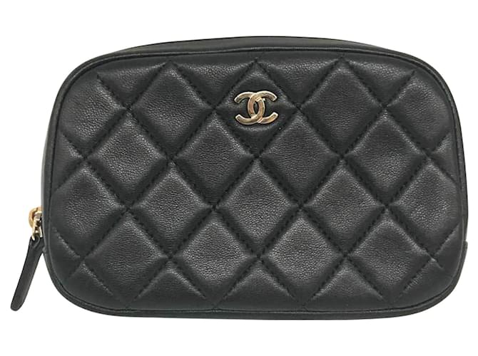 Chanel Matelassé Schwarz Leder  ref.1359247