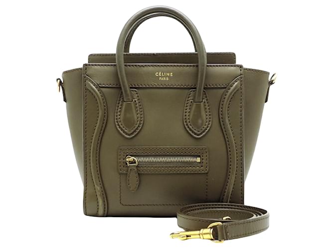 Luggage Céline Equipaje Verde Cuero  ref.1359261