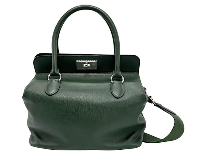 Hermès Toolbox Green Leather  ref.1359703