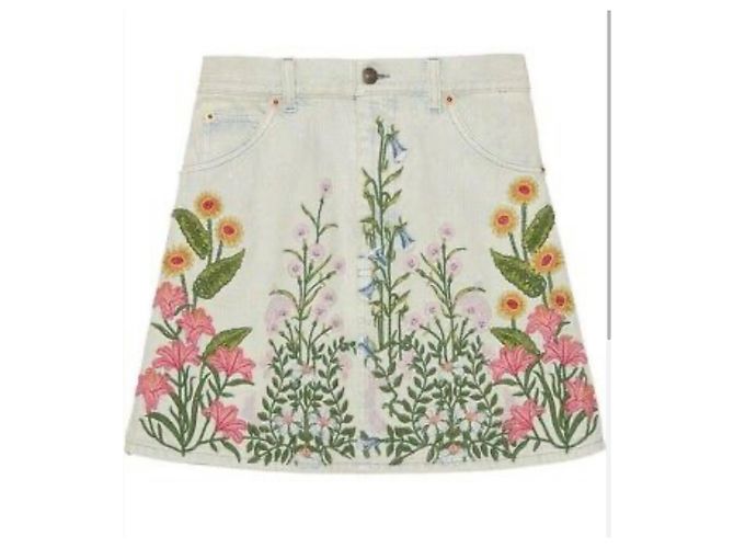Gonna Gucci in denim argento M