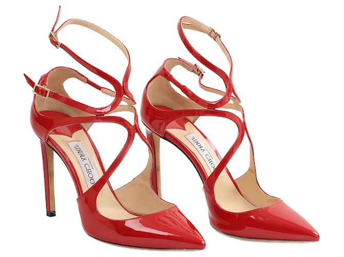 LANCEL  Heels EU 38 Patent leather Red  ref.1360432