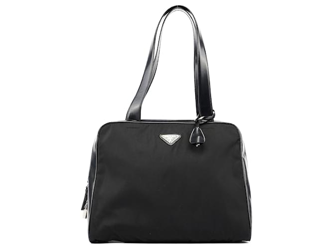 PRADA Totes Patent leather Black Tessuto  ref.1360485