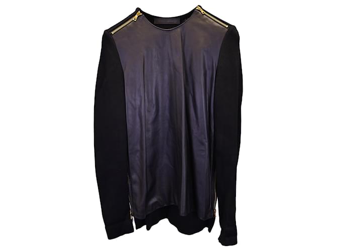 Proenza Schouler Leather-Panel Long-Sleeve Top in Black Leather  ref.1360683
