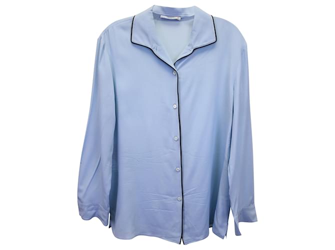 Prada Pajama Button-Up Shirt in Blue Silk  ref.1360708
