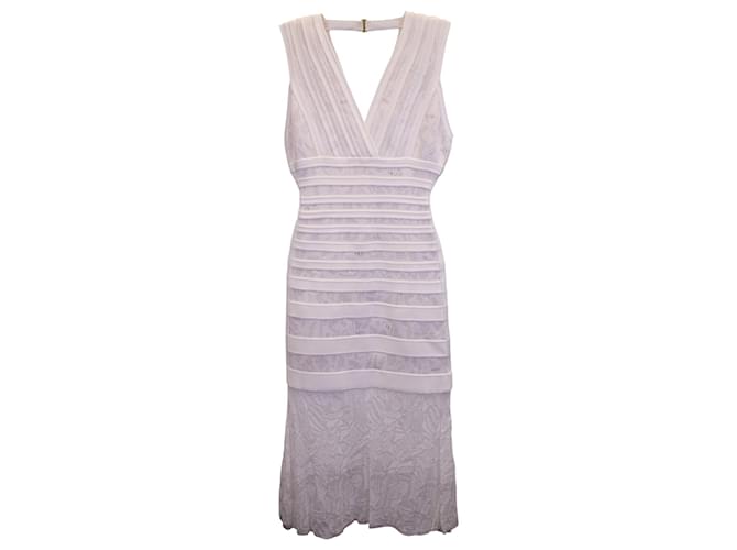 Herve Leger Vestido midi estilo vendaje de Herve Léger en algodón blanco  ref.1360732