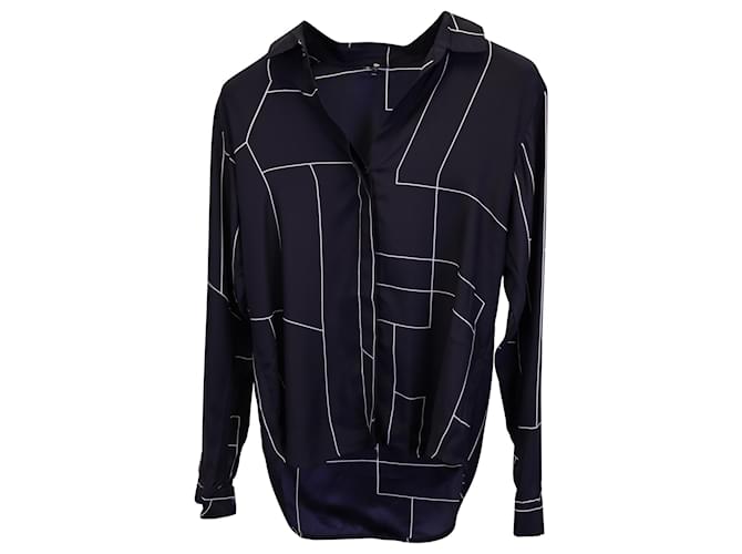 Theory Printed Blouse in Navy Blue Polyester  ref.1360734