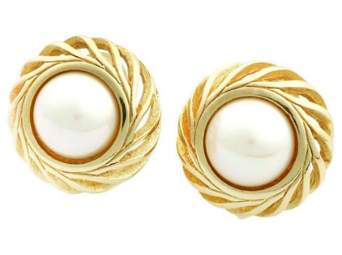 Dior Faux Pearl Earrings  Metal Earrings in Excellent condition  ref.1360765