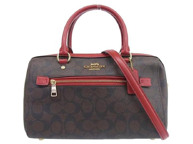 Coach Bolso mini Boston exclusivo en excelentes condiciones Castaño Lienzo  ref.1360767