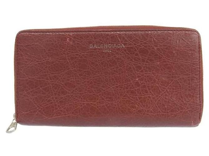 Balenciaga Portefeuille zippé en cuir en très bon état Marron  ref.1360771