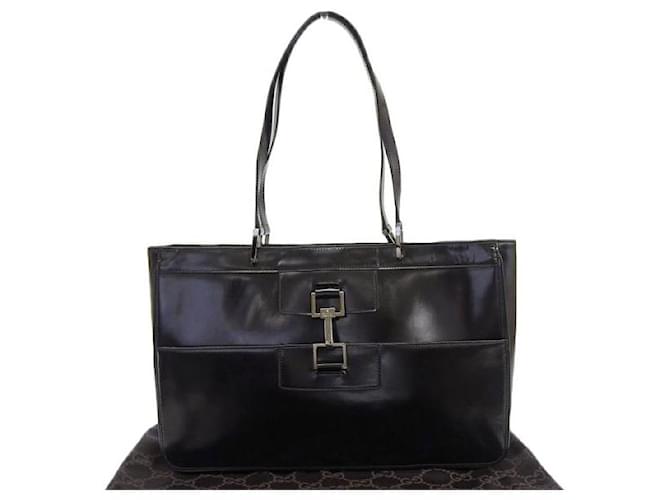 Gucci Bolso de hombro de piel en muy buen estado Negro Cuero  ref.1360781