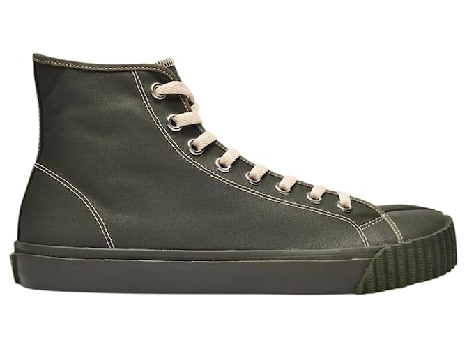 Maison Martin Margiela Tabi High Top Sneakers in Green Canvas Cloth  ref.1360792