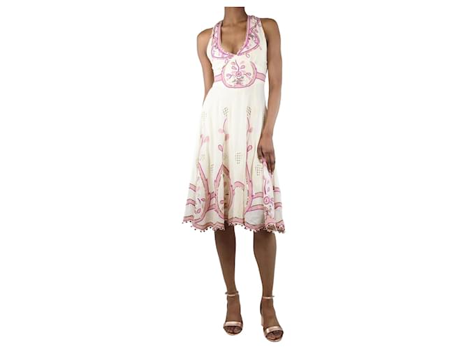 Alice by Temperley Cremefarbenes Kleid mit Pailletten und Stickereien – Größe UK 8 Roh Baumwolle  ref.1360802