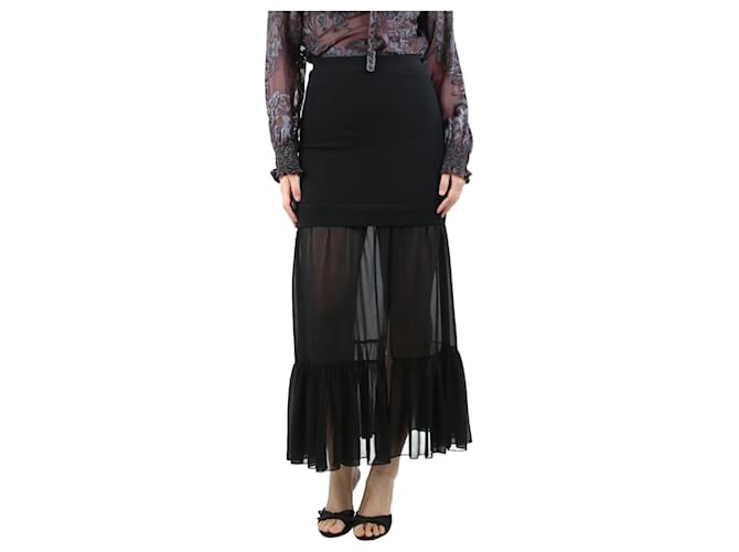 Sandro Black double-layer tiered midi skirt - size UK 8 Viscose  ref.1360819