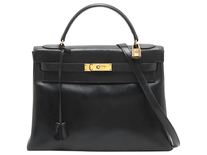 Hermès Black 1977 Kelly 32 bag in Box Calf leather  ref.1360835