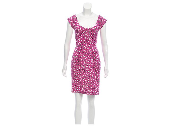 Diane Von Furstenberg Abito mini in jersey di seta multicolore di DvF Rosa Bianco