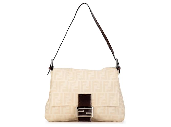 Fendi Brown Zucca Canvas Mamma Forever Beige Pony-style calfskin Cloth  ref.1360907