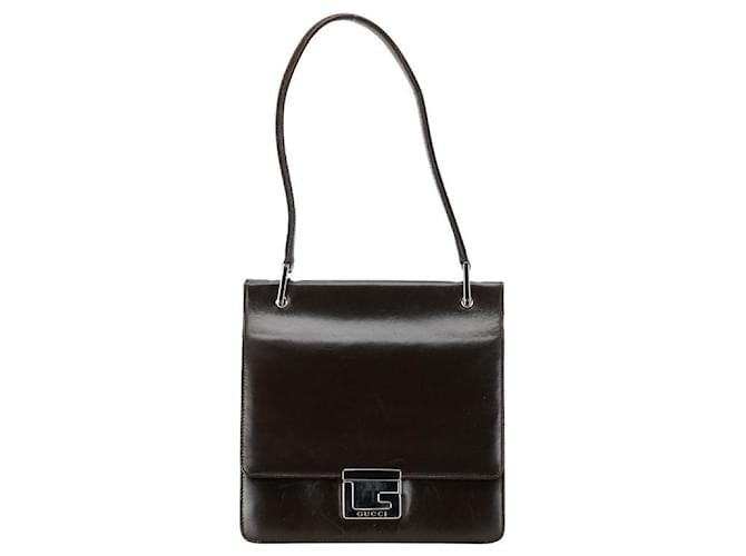 Bolso de hombro de cuero Gucci G Lock marrón en muy buen estado Castaño  ref.1360989