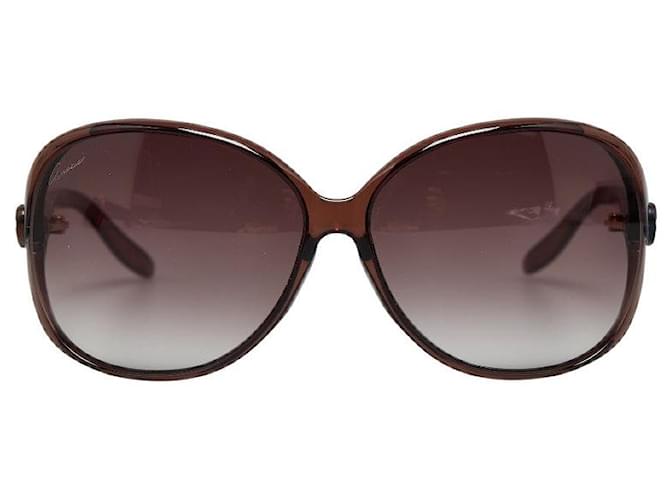 Lunettes de soleil Gucci Interlocking G Asian Fit GG3525KS XGJ/FM en plastique marron 6,5x5,5cm en excellent état  ref.1361001