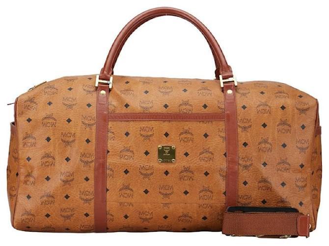 MCM Visetos Boston Bag Sac de voyage en toile en bon état  ref.1361013