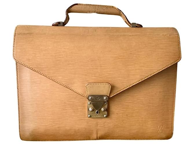 LOUIS VUITTON vintage briefcase Beige Leather  ref.1361030