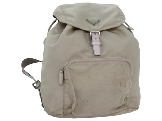 PRADA Backpack Nylon Cream Auth 71853  ref.1361080