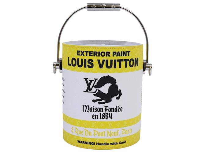 LOUIS VUITTON Bolsa de mão em lata pintada com monograma PVC 2caminho Amarelo M81593 auth 71492S  ref.1361092